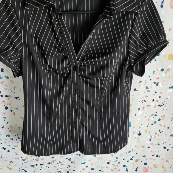 Black Pinstripe Women's Top - Picture 3 of 3